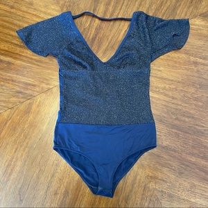 Navy metallic Aerie bodysuit in Medium